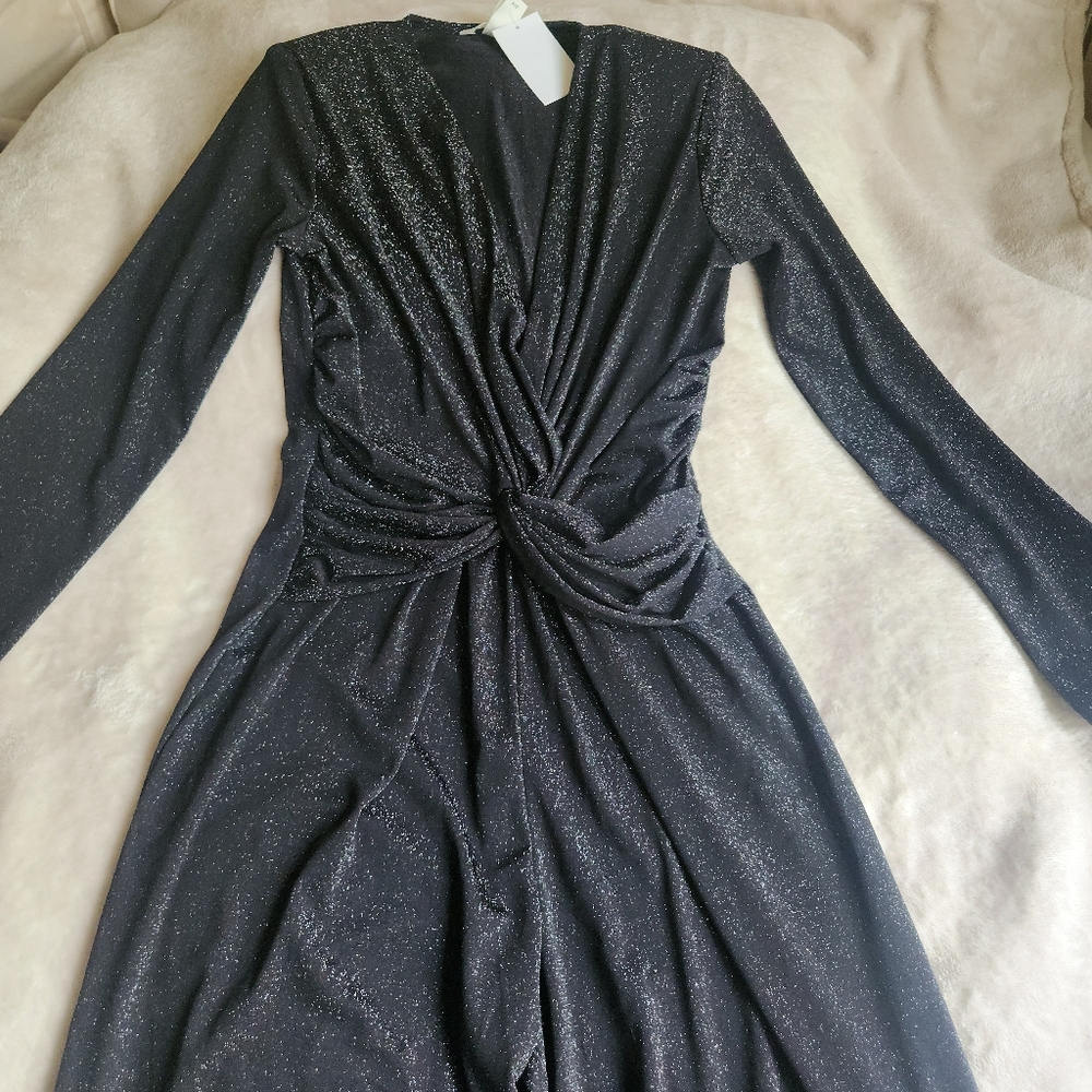 h&m glittery jumpsuit  with long sleeves black sz S,M,L,XL, XXL - Picture 8 of 16